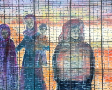 Pintura intitulada "Derrière la grille.…" por Sylvid, Obras de arte originais, Acrílico