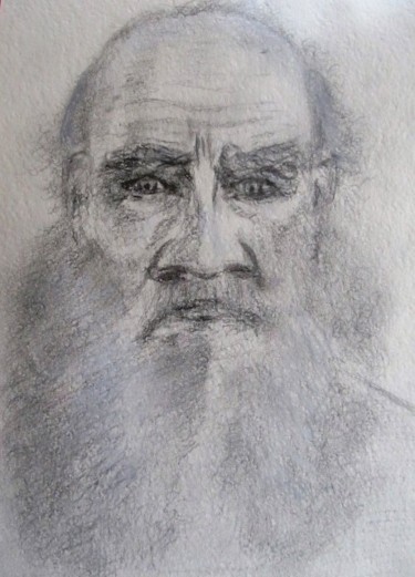 Рисунок под названием "Tolstoï" - Sylvid, Подлинное произведение искусства, Карандаш