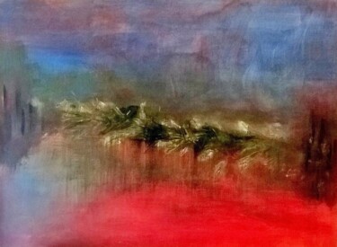 Peinture intitulée "L'étang rouge" par Sylvid, Œuvre d'art originale, Acrylique