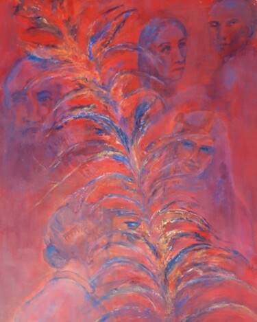 Schilderij getiteld "L'arbre aux esprits" door Sylvid, Origineel Kunstwerk, Acryl