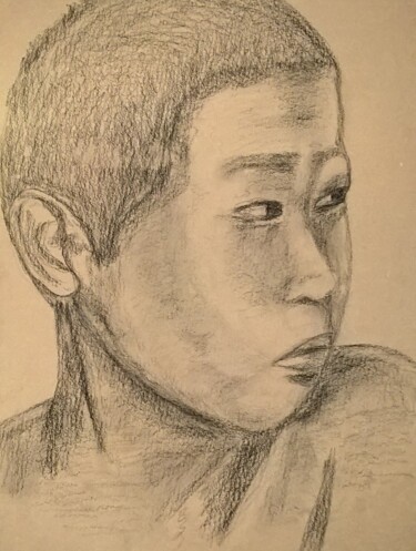 Drawing titled "A Bali" by Sylvid, Original Artwork, Charcoal