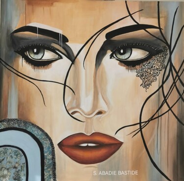 Peinture intitulée "Visage de Femme" par Sylvie Abadie-Bastide, Œuvre d'art originale, Acrylique