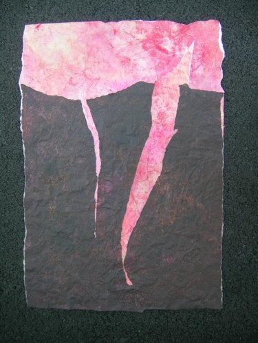 Peinture intitulée "volcan" par Sylvie Alaux, Œuvre d'art originale, Huile