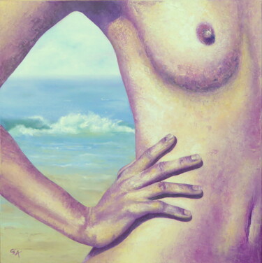 Peinture intitulée "Vue sur mer" par Sylvie Auvray Comin, Œuvre d'art originale, Huile Monté sur Châssis en bois