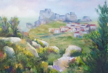 Peinture intitulée "Baux de Provence" par Sylvie Auvray Comin, Œuvre d'art originale, Huile Monté sur Châssis en bois