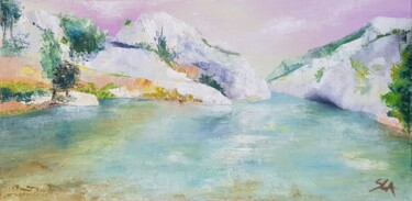 Peinture intitulée "St Rémy, Lac du Pei…" par Sylvie Auvray Comin, Œuvre d'art originale, Huile Monté sur Châssis en bois