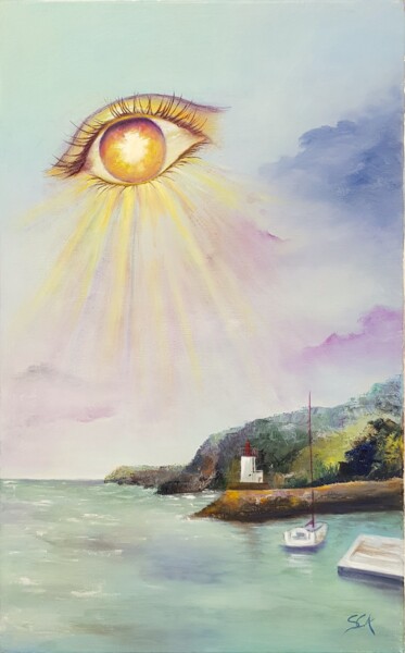 Pintura titulada "Belle Île, Port de…" por Sylvie Auvray Comin, Obra de arte original, Oleo Montado en Bastidor de camilla d…