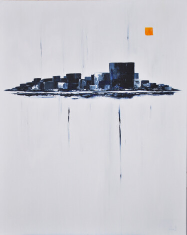 Картина под названием "Songe urbain" - Sylvie B., Подлинное произведение искусства, Акрил Установлен на Деревянная рама для…