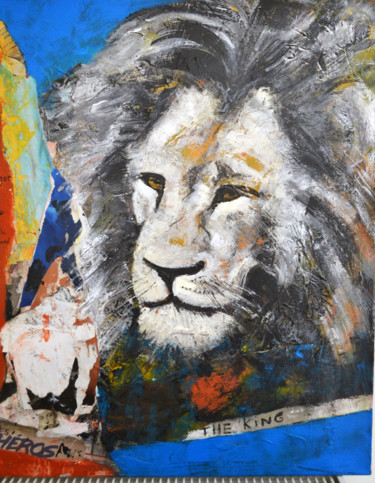 Peinture intitulée "Le lion, king of pa…" par Sylvie Bauchemin, Œuvre d'art originale