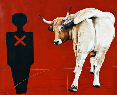 Peinture intitulée "L'oeuvre au rouge" par Sylvie Bayard (Sylvestre), Œuvre d'art originale, Acrylique Monté sur Châssis en…