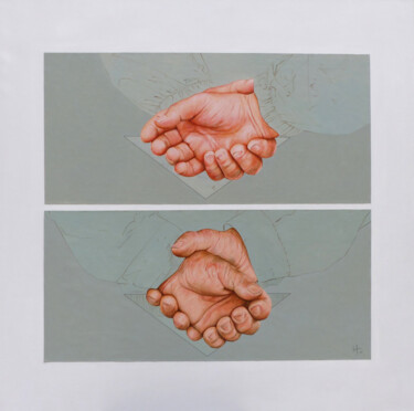 Malerei mit dem Titel "Jeu à 4 mains" von Sylvie Bayard (Sylvestre), Original-Kunstwerk, Acryl Auf Keilrahmen aus Holz monti…