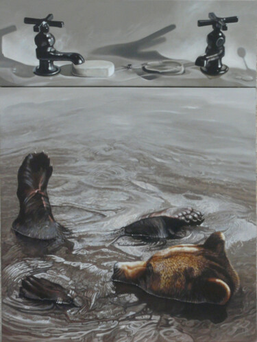 Peinture intitulée "L'ours. Série Bioto…" par Sylvie Bayard (Sylvestre), Œuvre d'art originale, Acrylique Monté sur Châssis…