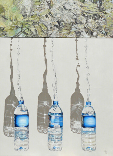 Peinture intitulée "3 bouteilles. Série…" par Sylvie Bayard (Sylvestre), Œuvre d'art originale, Acrylique Monté sur Châssis…