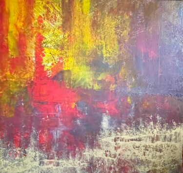 Painting titled "Incendie" by Sylvie Bisson, Original Artwork, Acrylic Mounted on Wood Stretcher frame