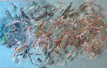 제목이 "Au bout du fils"인 미술작품 Sylvie Bisson로, 원작, 아크릴 나무 들것 프레임에 장착됨