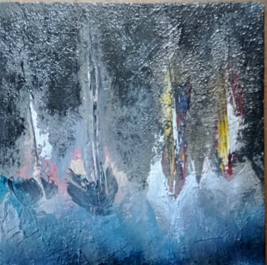 Painting titled "Tempête" by Sylvie Bisson, Original Artwork, Acrylic Mounted on Wood Stretcher frame