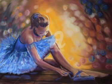 Pittura intitolato "La danseuse bleue" da Sylvie Blandin, Opera d'arte originale, Pastello