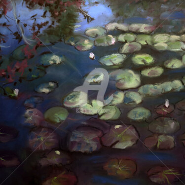 Desenho intitulada "Dans le jardin de M…" por Sylvie Blandin, Obras de arte originais, Pastel Montado em Plexiglass
