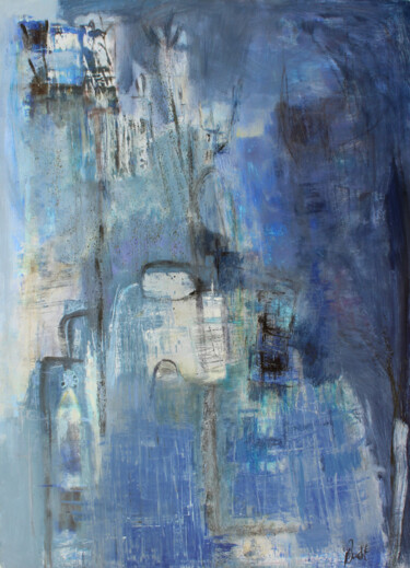 Painting titled "Rêve bleu" by Sylvie Boudet, Original Artwork, Oil