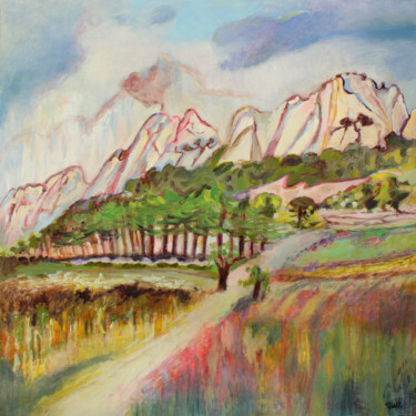 Malerei mit dem Titel "paysage des dentell…" von Sylvie Boudet, Original-Kunstwerk, Öl