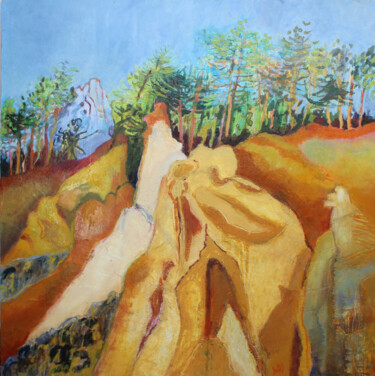 Pintura intitulada "Paysage n296 Ocres…" por Sylvie Boudet, Obras de arte originais, Óleo
