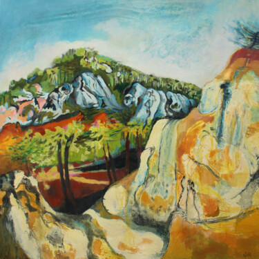 Painting titled "paysage n295" by Sylvie Boudet, Original Artwork, Oil