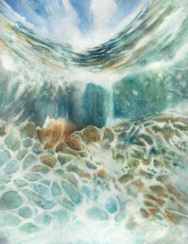 Peinture intitulée "Sous l'eau" par Sylvie Boulet, Œuvre d'art originale, Aquarelle
