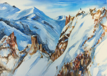 Painting titled "vue de la haut !" by Sylvie Boulet, Original Artwork, Watercolor