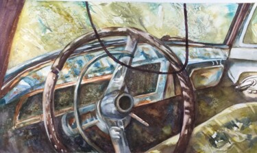 Peinture intitulée "voiture abandonnée" par Sylvie Boulet, Œuvre d'art originale, Aquarelle