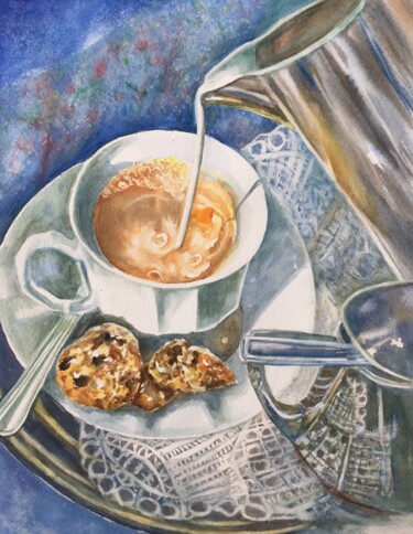 Peinture intitulée "A l’heure du thé" par Sylvie Boulet, Œuvre d'art originale, Aquarelle