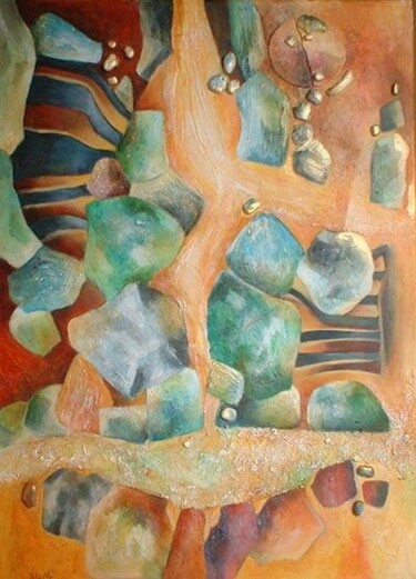 Peinture intitulée "avalanche émeraude" par Sylvie Boulet, Œuvre d'art originale, Huile