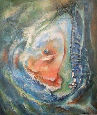 Peinture intitulée "La perle" par Sylvie Boulet, Œuvre d'art originale, Huile