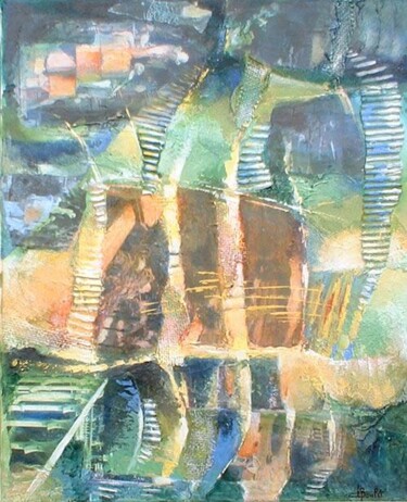 Peinture intitulée "les escaliers de la…" par Sylvie Boulet, Œuvre d'art originale, Huile
