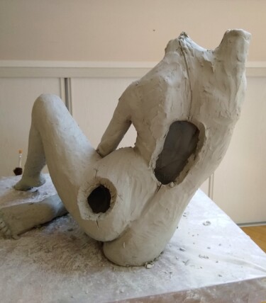 Sculpture titled "étape 10" by Sylvie Bourély (SB), Original Artwork, Clay