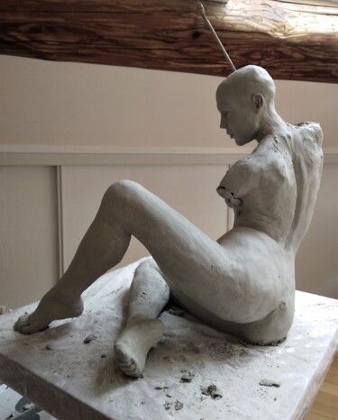 Sculpture titled "étape 17" by Sylvie Bourély (SB), Original Artwork, Clay