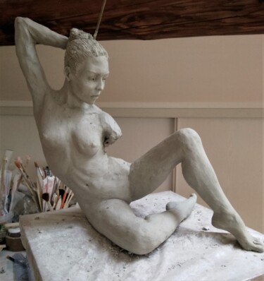 Sculpture titled "étape 19" by Sylvie Bourély (SB), Original Artwork, Clay