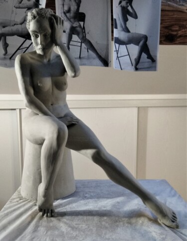 Sculpture titled "étape 27" by Sylvie Bourély (SB), Original Artwork, Clay