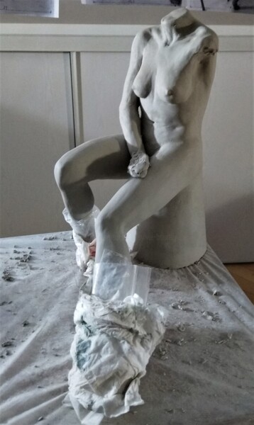 Sculpture titled "étape 15" by Sylvie Bourély (SB), Original Artwork, Clay