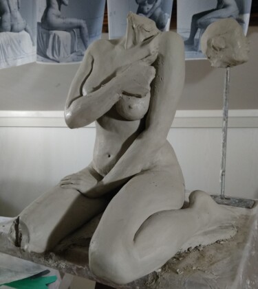 Sculpture titled "étape 19" by Sylvie Bourély (SB), Original Artwork, Clay
