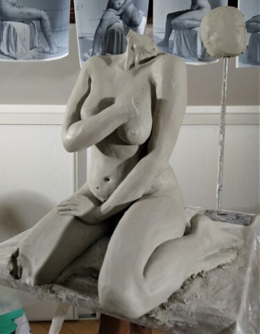 Sculpture titled "étape 16" by Sylvie Bourély (SB), Original Artwork, Clay