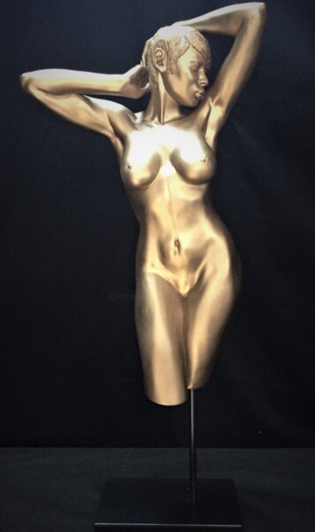Sculpture titled "Golden Lady 2" by Sylvie Bourély (SB), Original Artwork, Terra cotta