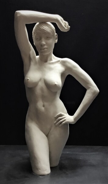 Sculpture titled "golden L4" by Sylvie Bourély (SB), Original Artwork, Clay