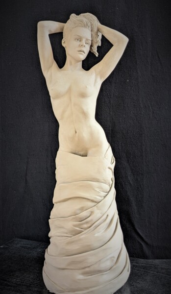 Sculpture titled "DRAPE" by Sylvie Bourély (SB), Original Artwork, Clay