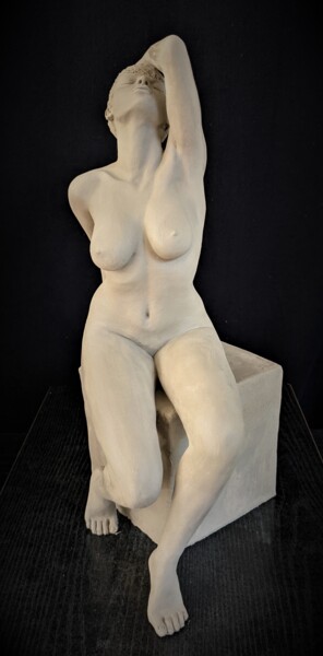 Sculpture titled "THEA /cube" by Sylvie Bourély (SB), Original Artwork, Clay