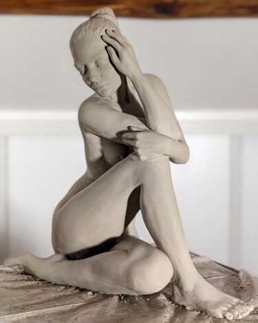 Sculpture titled "EVA NAISSANCE" by Sylvie Bourély (SB), Original Artwork, Clay