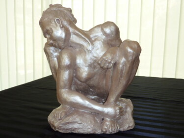 Skulptur mit dem Titel "la femme accroupie…" von Sylvie Bourély (SB), Original-Kunstwerk, Terra cotta