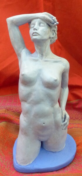 Sculpture titled "Mon rêve en bleu1" by Sylvie Bourély (SB), Original Artwork, Terra cotta