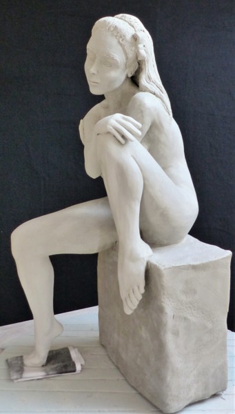 Sculpture intitulée "La rêveuse" par Sb, Œuvre d'art originale, Terre cuite