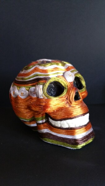Sculpture intitulée "Crâne mexicain" par Sylvie Bublex, Œuvre d'art originale, Techniques mixtes