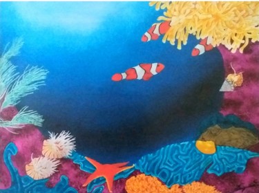 Schilderij getiteld "Aquarium" door Sylvie Cappe, Origineel Kunstwerk, Aquarel
